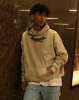 MORENGAR LOGO COLLAR HOODIE | DESERT 400-GSM