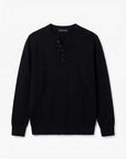 WAFFLE KNIT HENLEY | BLACK
