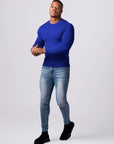 STRICKPULLOVER MIT RUNDHALS | BLAU