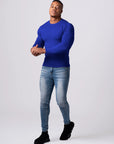 KNITTED ROUND NECK JUMPER | BLUE