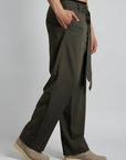 Relaxed Fit Belted Tailored Trousers | Khaki