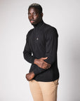 ZIP-UP KNITTED JERSEY JACKET | BLACK