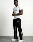 FLARED TRACKSUIT PANTS | BLACK & PURPLE