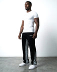 FLARED TRACKSUIT PANTS | BLACK & GREY
