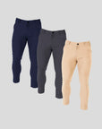 ENZO TROUSERS PACK-3 | Blue, Kakhi, Grey
