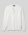 WAFFLE KNIT HENLEY | WHITE