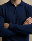 LONG SLEEVE KNITTED POLO | NAVY