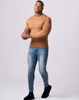 KNITTED ROUND NECK JUMPER | CAMEL