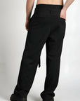 Relaxed Fit Belted Tailored Trousers | Black