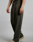 Relaxed Fit Belted Tailored Trousers | Khaki