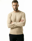 KNITTED ROUND NECK JUMPER | BEIGE