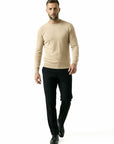KNITTED ROUND NECK JUMPER | BEIGE