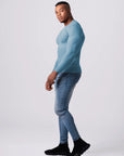 KNITTED ROUND NECK JUMPER | Pastell Blau