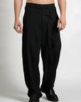 Relaxed Fit Belted Tailored Trousers | Black