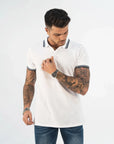 MORENGAR WHITE POLO SHIRT WITH CONTRAST COLLAR