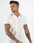 MORENGAR WHITE POLO SHIRT WITH CONTRAST COLLAR