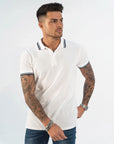 MORENGAR WHITE POLO SHIRT WITH CONTRAST COLLAR