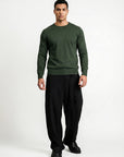 KNITTED ROUND NECK JUMPER | BOTTLE GREEN