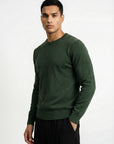 KNITTED ROUND NECK JUMPER | BOTTLE GREEN