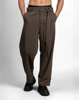 Relaxed Fit Belted Tailored Trousers | Brown