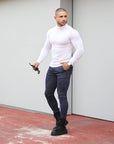 MORENGAR CLASSIC WOOL KNITTED JUMPER IN WHITE WITH MEDIUM NECK