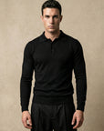 LONG SLEEVE KNITTED POLO | BLACK