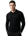 LONG SLEEVE KNITTED POLO | BLACK