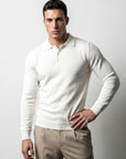 LONG SLEEVE KNITTED POLO | WHITE