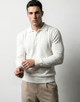 LONG SLEEVE KNITTED POLO | WHITE