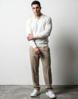 LONG SLEEVE KNITTED POLO | WHITE