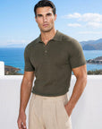 SHORT SLEEVE KNITTED POLO | OLIVE GREEN