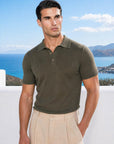 SHORT SLEEVE KNITTED POLO | OLIVE GREEN