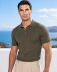 SHORT SLEEVE KNITTED POLO | OLIVE GREEN