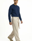 KNITTED ROUND NECK JUMPER | NAVY