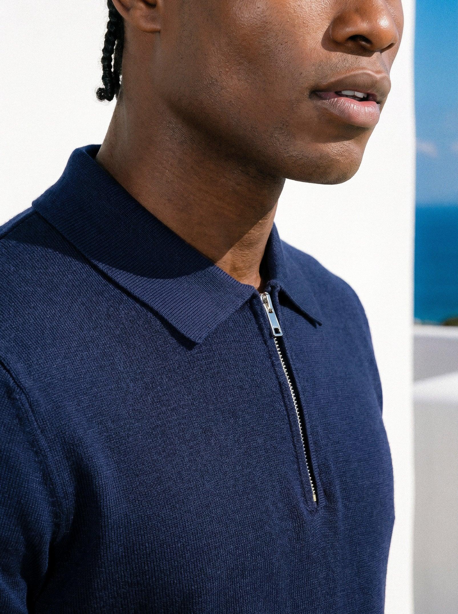 HALF-ZIP KNIT POLO | NAVY – Morengar