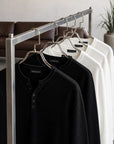 WAFFLE KNIT HENLEY | BLACK