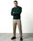 LONG SLEEVE KNITTED POLO | BOTTLE GREEN