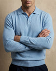 LONG SLEEVE KNITTED POLO | PASTEL BLUE