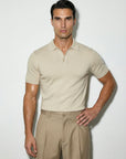 SHORT SLEEVE KNITTED POLO | BEIGE