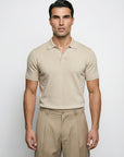 SHORT SLEEVE KNITTED POLO | BEIGE