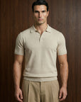 SHORT SLEEVE KNITTED POLO | BEIGE