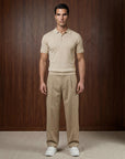 SHORT SLEEVE KNITTED POLO | BEIGE
