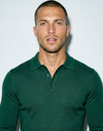 LONG SLEEVE KNITTED POLO | BOTTLE GREEN