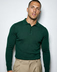 LONG SLEEVE KNITTED POLO | BOTTLE GREEN