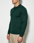 LONG SLEEVE KNITTED POLO | BOTTLE GREEN