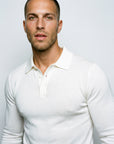 LONG SLEEVE KNITTED POLO | WHITE