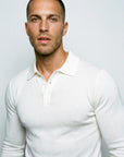 LONG SLEEVE KNITTED POLO | WHITE