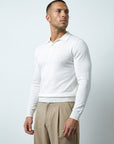 LONG SLEEVE KNITTED POLO | WHITE