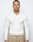LONG SLEEVE KNITTED POLO | WHITE