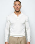 LONG SLEEVE KNITTED POLO | WHITE